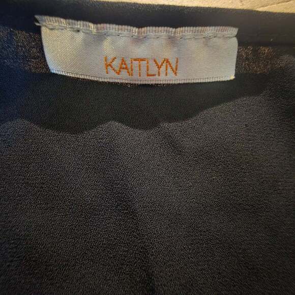 Black Sheer Sleeveless Blouse with Gold Stud Embellishments Medium - Picture 5 of 7